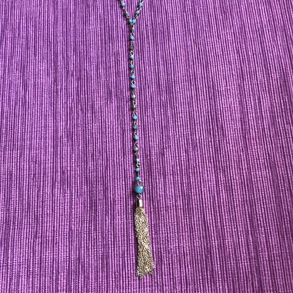 Double Strand Turquoise/Gold Double Strand Necklace - Picture 4 of 8